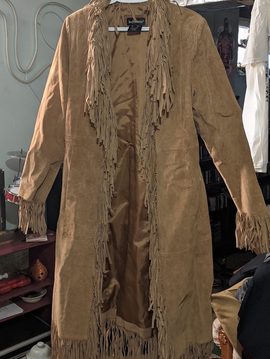 le chateau Jackets & Blazers - le chateau Tan Suede Fringe Trench Coat